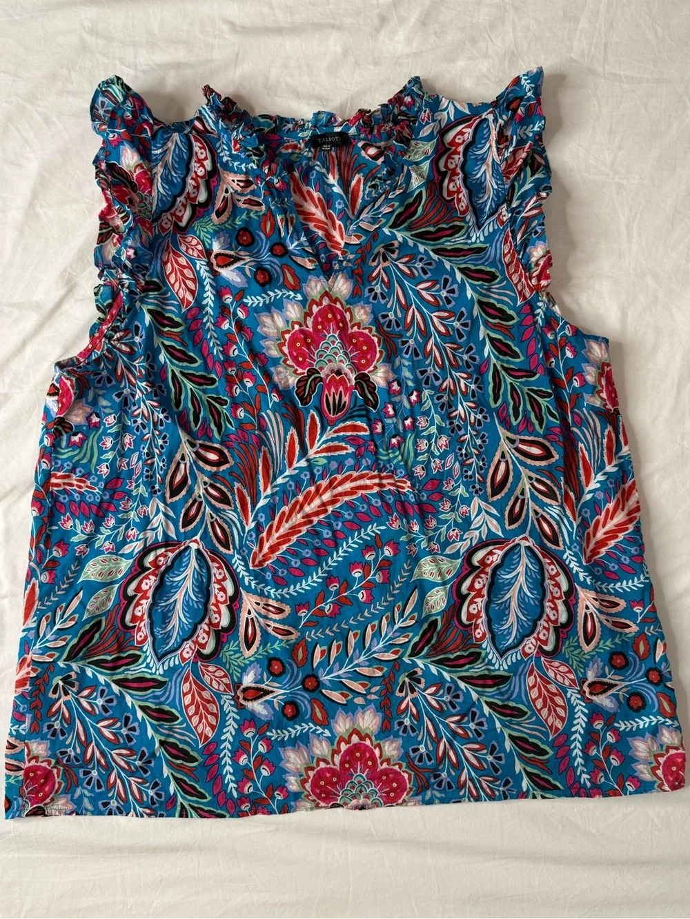 Talbots XL Paisley Botanical Cotton Poplin Matching Set Blouse Skirt